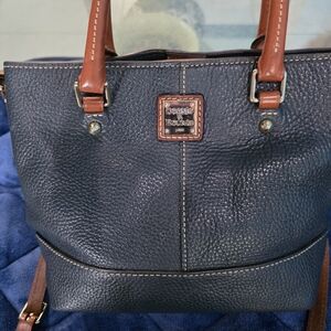 Dooney & Bourke Navy and Brown Leather Crossbody